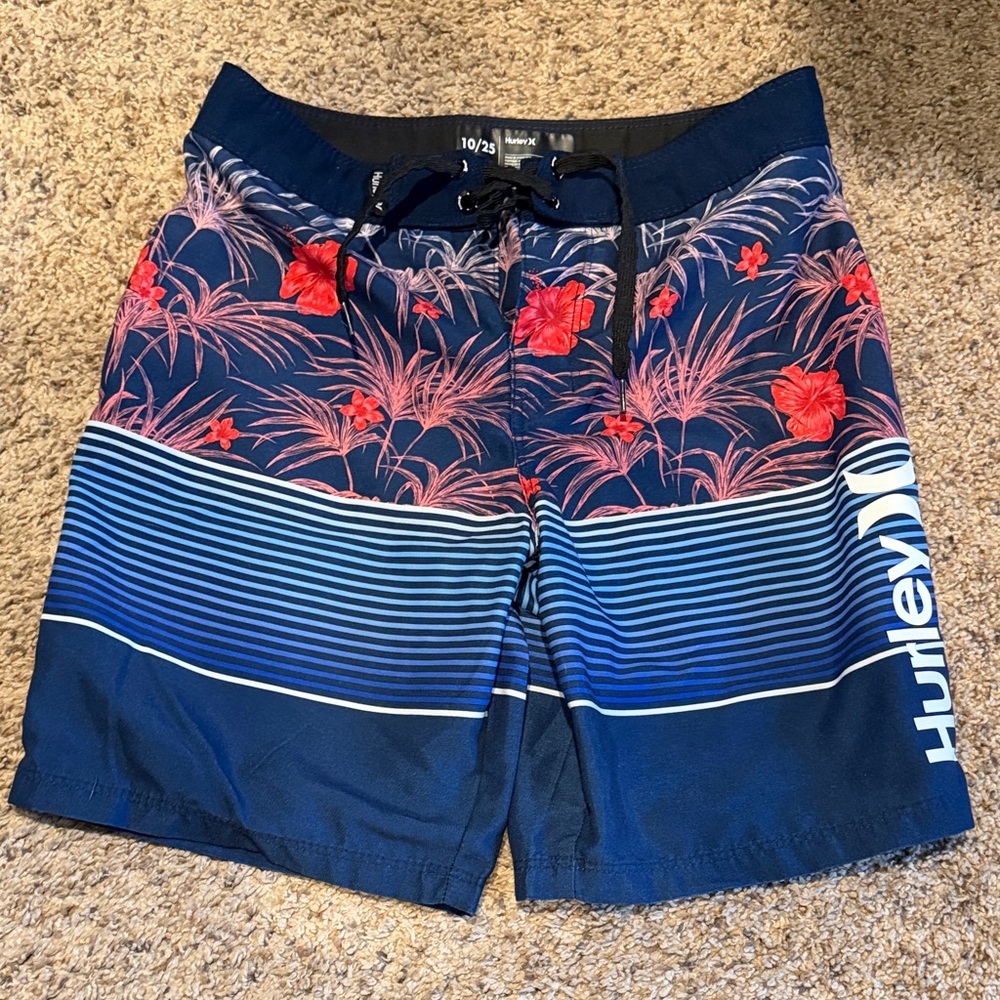 Hurley Kids Swim Trunks - Navy and Red Floral